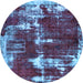 Round Machine Washable Abstract Light Blue Modern Rug, wshabs5597lblu