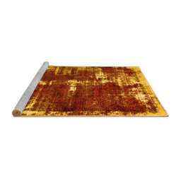 Sideview of Machine Washable Abstract Yellow Modern Rug, wshabs5597yw
