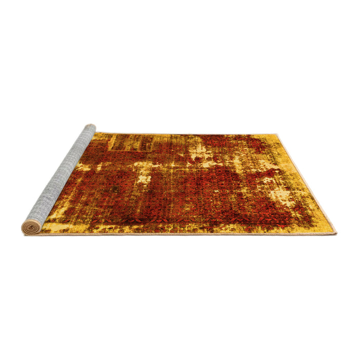 Sideview of Machine Washable Abstract Yellow Modern Rug, wshabs5597yw