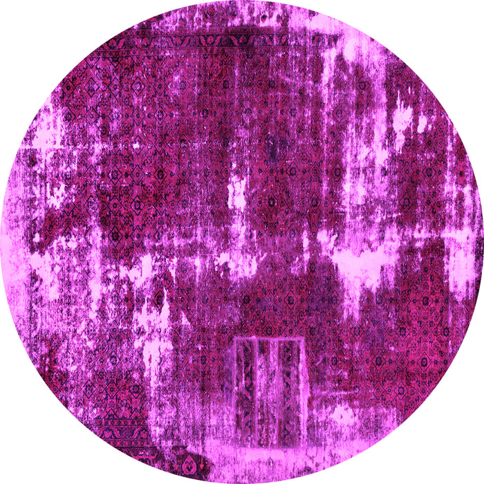 Round Machine Washable Abstract Pink Modern Rug, wshabs5597pnk