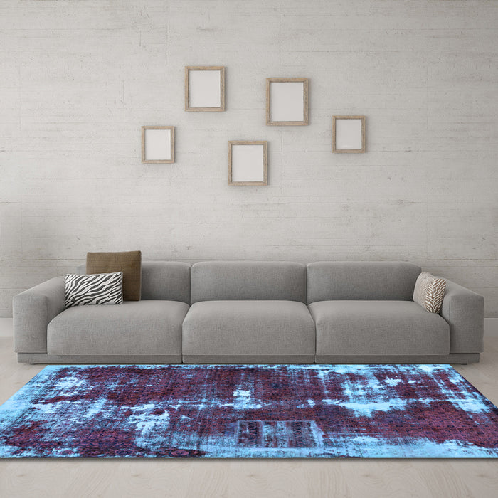 Machine Washable Abstract Light Blue Modern Rug in a Living Room, wshabs5597lblu