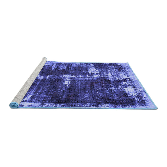 Sideview of Machine Washable Abstract Blue Modern Rug, wshabs5597blu