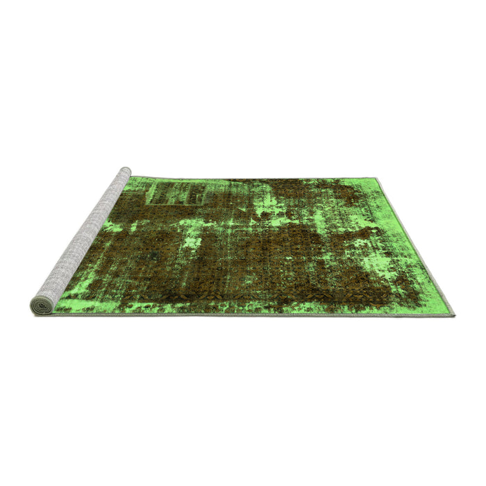 Sideview of Machine Washable Abstract Green Modern Area Rugs, wshabs5597grn