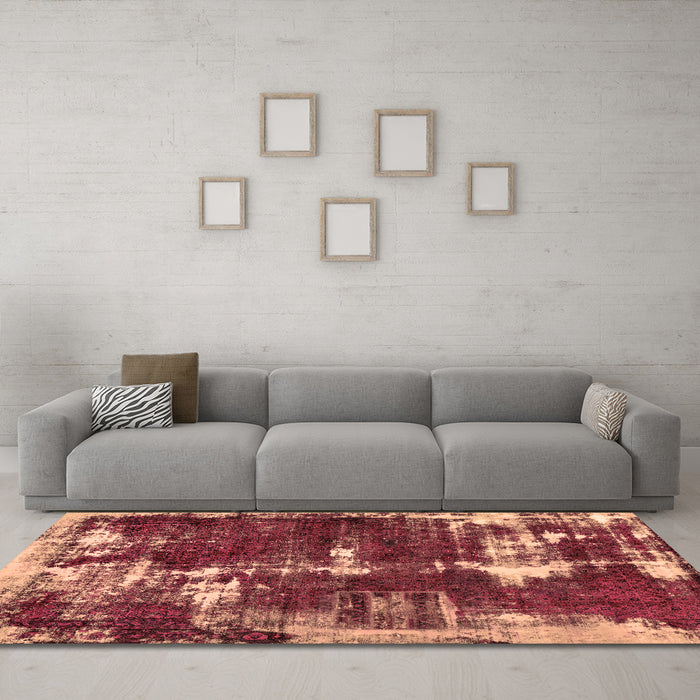 Machine Washable Abstract Brown Modern Rug in a Living Room,, wshabs5597brn