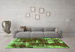 Machine Washable Abstract Green Modern Area Rugs in a Living Room,, wshabs5597grn