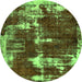 Round Abstract Green Modern Rug, abs5597grn