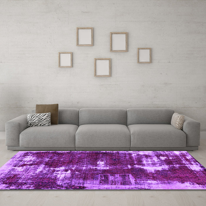Machine Washable Abstract Purple Modern Area Rugs in a Living Room, wshabs5597pur