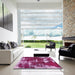 Square Abstract Deep Mauve Purple Modern Rug in a Living Room, abs5597