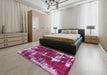 Abstract Deep Mauve Purple Modern Rug in a Bedroom, abs5597