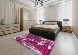 Abstract Deep Mauve Purple Modern Rug in a Bedroom, abs5597