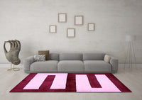 Machine Washable Abstract Pink Modern Rug, wshabs5598pnk