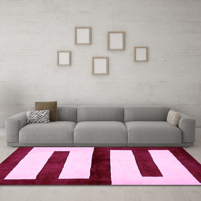 Machine Washable Abstract Pink Modern Rug in a Living Room, wshabs5598pnk