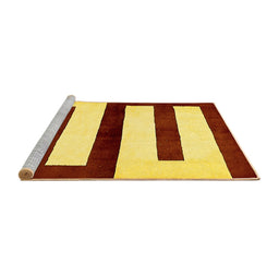 Sideview of Machine Washable Abstract Yellow Modern Rug, wshabs5598yw