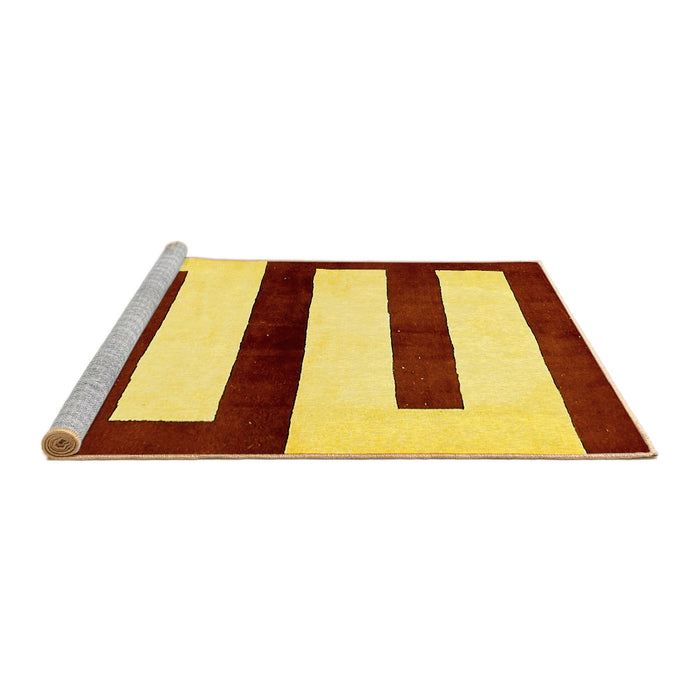 Sideview of Machine Washable Abstract Yellow Modern Rug, wshabs5598yw