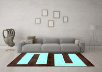 Machine Washable Abstract Light Blue Modern Rug, wshabs5598lblu