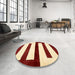 Round Abstract Sun Yellow Modern Rug in a Office, abs5598