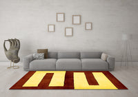 Machine Washable Abstract Yellow Modern Rug, wshabs5598yw