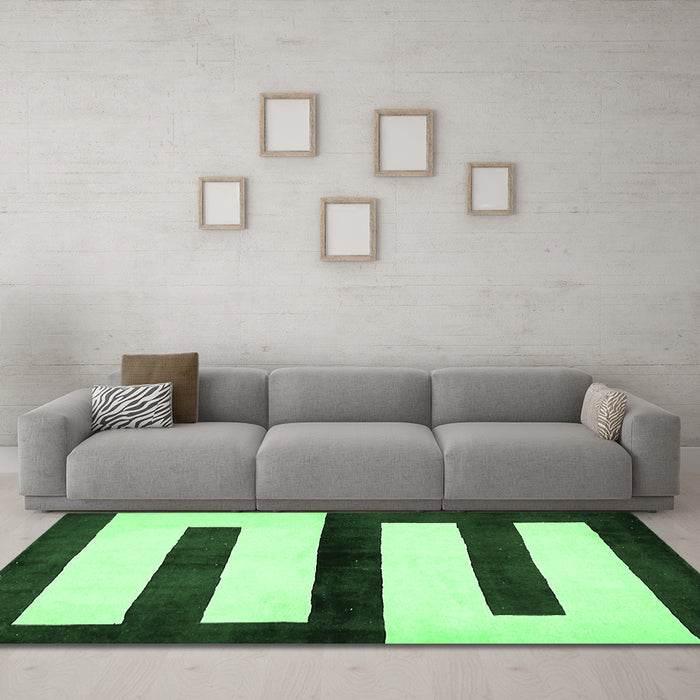 Machine Washable Abstract Emerald Green Modern Area Rugs in a Living Room,, wshabs5598emgrn