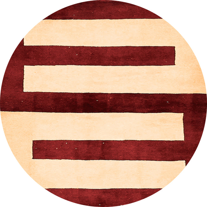 Round Machine Washable Abstract Orange Modern Area Rugs, wshabs5598org