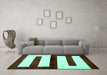 Machine Washable Abstract Turquoise Modern Area Rugs in a Living Room,, wshabs5598turq