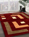 Machine Washable Abstract Chocolate Brown Rug in a Family Room, wshabs5599