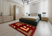 Abstract Chocolate Brown Modern Rug in a Bedroom, abs5599