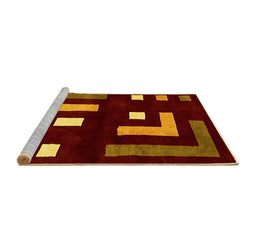 Sideview of Machine Washable Abstract Yellow Modern Rug, wshabs5599yw