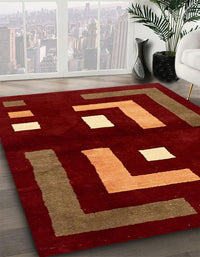 Abstract Chocolate Brown Modern Rug, abs5599