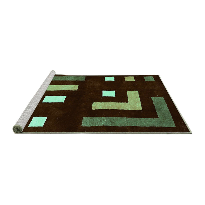 Sideview of Machine Washable Abstract Turquoise Modern Area Rugs, wshabs5599turq