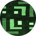 Round Abstract Emerald Green Modern Rug, abs5599emgrn