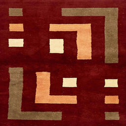 Square Abstract Chocolate Brown Modern Rug, abs5599