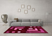 Machine Washable Abstract Pink Modern Rug in a Living Room, wshabs5599pnk