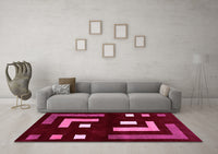 Machine Washable Abstract Pink Modern Rug, wshabs5599pnk