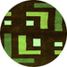 Round Abstract Green Modern Rug, abs5599grn