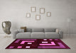 Machine Washable Abstract Purple Modern Area Rugs in a Living Room, wshabs5599pur