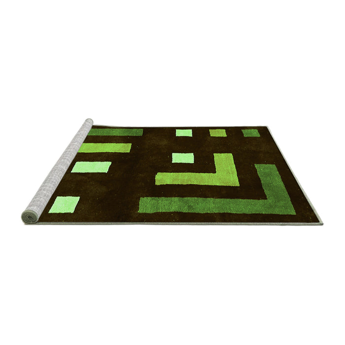 Sideview of Machine Washable Abstract Green Modern Area Rugs, wshabs5599grn