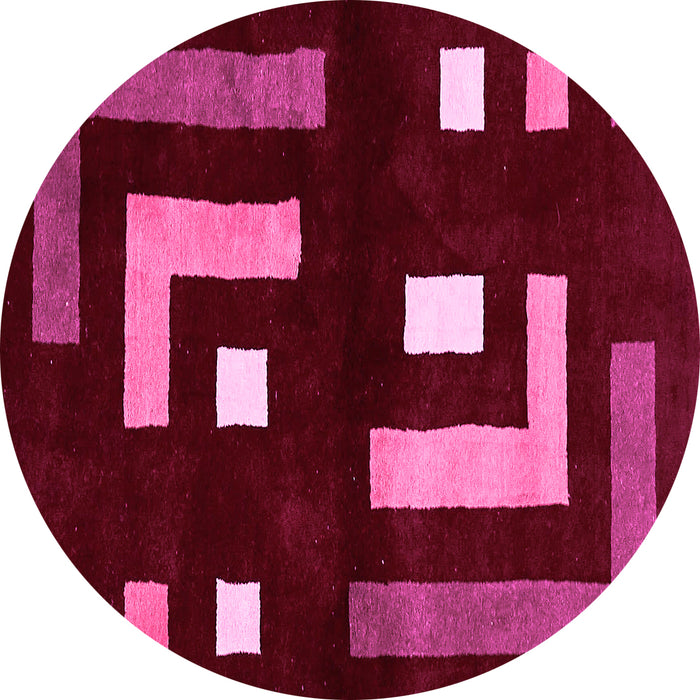 Round Abstract Pink Modern Rug, abs5599pnk