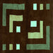 Square Abstract Turquoise Modern Rug, abs5599turq