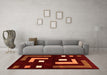 Machine Washable Abstract Orange Modern Area Rugs in a Living Room, wshabs5599org