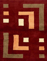 Machine Washable Abstract Chocolate Brown Rug, wshabs5599