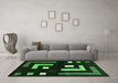 Machine Washable Abstract Emerald Green Modern Area Rugs in a Living Room,, wshabs5599emgrn