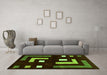 Machine Washable Abstract Green Modern Area Rugs in a Living Room,, wshabs5599grn