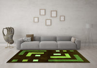 Machine Washable Abstract Green Modern Rug, wshabs5599grn