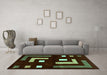 Machine Washable Abstract Turquoise Modern Area Rugs in a Living Room,, wshabs5599turq