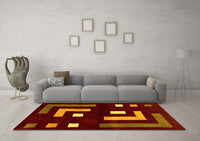 Machine Washable Abstract Yellow Modern Rug, wshabs5599yw