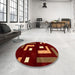 Round Abstract Chocolate Brown Modern Rug in a Office, abs5599