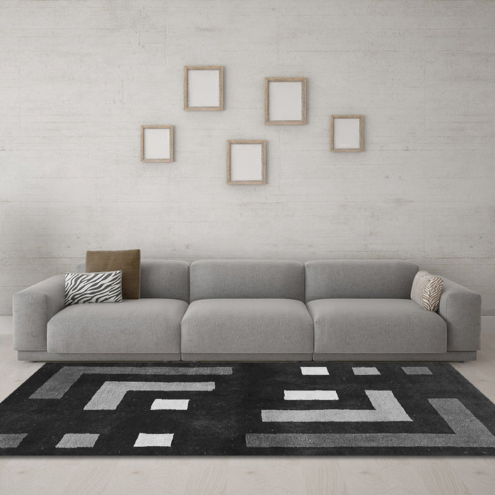 Machine Washable Abstract Gray Modern Rug in a Living Room,, wshabs5599gry