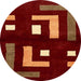 Round Machine Washable Abstract Chocolate Brown Rug, wshabs5599