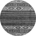 Round Machine Washable Abstract Gray Modern Rug, wshabs559gry