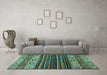 Machine Washable Abstract Turquoise Modern Area Rugs in a Living Room,, wshabs559turq